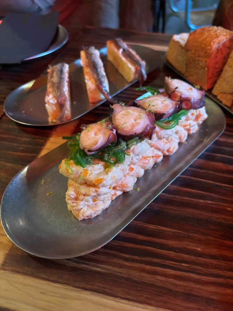 Russian salad with pulp and anchovies brioche at Culkin Bar Barcelona