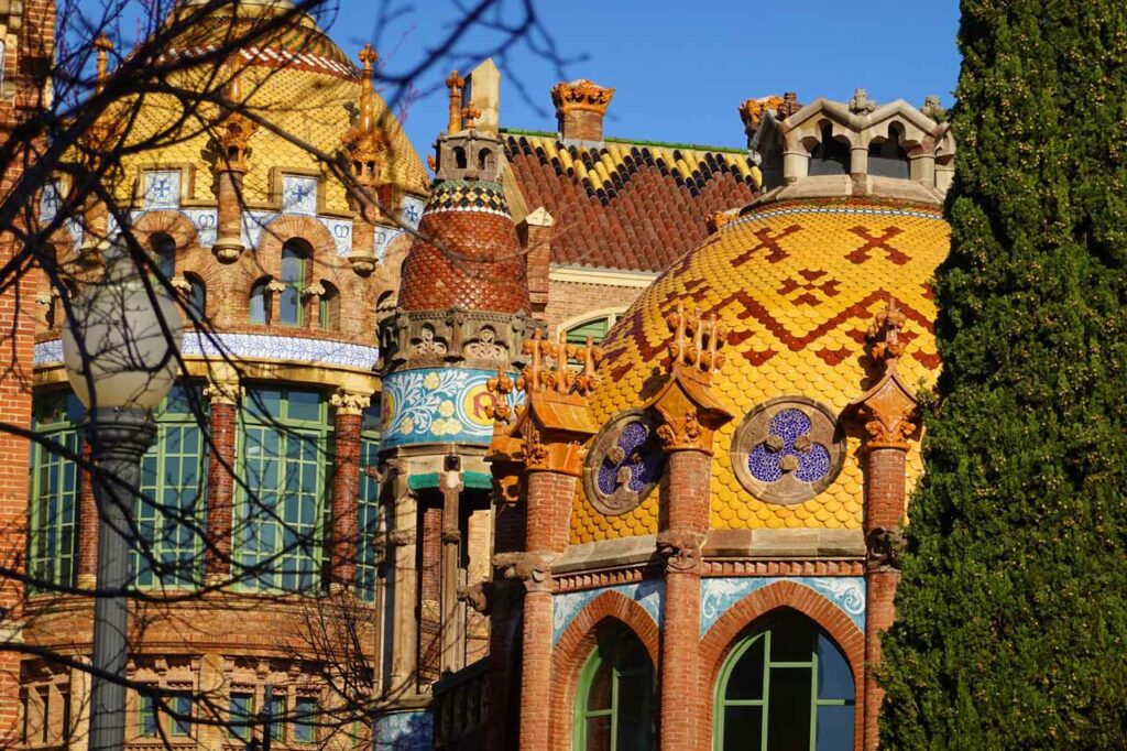 Mosaic tiles on the roofs of the wards at the
